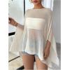 image:imageMakeMeChic Womens Ponchos Sheer Poncho Shawl Crochet Tops Sweater Cover UpApricot