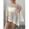 image:imageMakeMeChic Womens Ponchos Sheer Poncho Shawl Crochet Tops Sweater Cover UpApricot