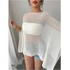 image:imageMakeMeChic Womens Ponchos Sheer Poncho Shawl Crochet Tops Sweater Cover UpApricot