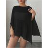 image:imageMakeMeChic Womens Ponchos Sheer Poncho Shawl Crochet Tops Sweater Cover UpBlack