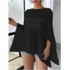 image:imageMakeMeChic Womens Ponchos Sheer Poncho Shawl Crochet Tops Sweater Cover UpBlack