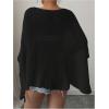 image:imageMakeMeChic Womens Ponchos Sheer Poncho Shawl Crochet Tops Sweater Cover UpBlack