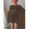 image:imageMakeMeChic Womens Ponchos Sheer Poncho Shawl Crochet Tops Sweater Cover UpCoffee Brown