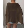 image:imageMakeMeChic Womens Ponchos Sheer Poncho Shawl Crochet Tops Sweater Cover UpCoffee Brown