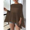 image:imageMakeMeChic Womens Ponchos Sheer Poncho Shawl Crochet Tops Sweater Cover UpCoffee Brown