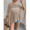 image:imageMakeMeChic Womens Ponchos Sheer Poncho Shawl Crochet Tops Sweater Cover UpKhaki