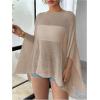 image:imageMakeMeChic Womens Ponchos Sheer Poncho Shawl Crochet Tops Sweater Cover UpKhaki