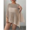 image:imageMakeMeChic Womens Ponchos Sheer Poncho Shawl Crochet Tops Sweater Cover UpKhaki