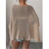 image:imageMakeMeChic Womens Ponchos Sheer Poncho Shawl Crochet Tops Sweater Cover UpKhaki