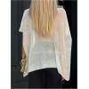 image:imageMakeMeChic Womens Ponchos Sheer Poncho Shawl Crochet Tops Sweater Cover UpSolid Apricot