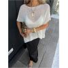 image:imageMakeMeChic Womens Ponchos Sheer Poncho Shawl Crochet Tops Sweater Cover UpSolid Apricot