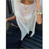 image:imageMakeMeChic Womens Ponchos Sheer Poncho Shawl Crochet Tops Sweater Cover UpSolid Apricot