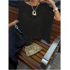 image:imageMakeMeChic Womens Ponchos Sheer Poncho Shawl Crochet Tops Sweater Cover UpSolid Black