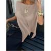 image:imageMakeMeChic Womens Ponchos Sheer Poncho Shawl Crochet Tops Sweater Cover UpSolid Khaki