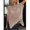 image:imageMakeMeChic Womens Ponchos Sheer Poncho Shawl Crochet Tops Sweater Cover UpSolid Khaki