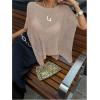 image:imageMakeMeChic Womens Ponchos Sheer Poncho Shawl Crochet Tops Sweater Cover UpSolid Khaki