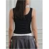 image:imageMakeMeChic Womens Rhinestone Sleeveless Y2k Crop Tank Top Sparkly Fitted Square Neck Top Summer Going Out TopsBlack