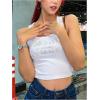 image:imageMakeMeChic Womens Rhinestone Sleeveless Y2k Crop Tank Top Sparkly Fitted Square Neck Top Summer Going Out TopsWhite1