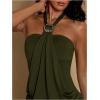 image:imageMakeMeChic Womens Ruffle Mini Dress Y2k Backless Sleeveless Western Going Out Halter DressesArmy Green