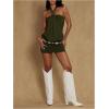 image:imageMakeMeChic Womens Ruffle Mini Dress Y2k Backless Sleeveless Western Going Out Halter DressesArmy Green