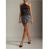 image:imageMakeMeChic Womens Satin Halter Tops Silk Lace Trim Tie Backless Going Out Tank TopBlack