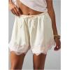 image:imageMakeMeChic Womens Satin Lace Shorts Wide Leg Slip Shorts Boxer Lounge Shorts StreetwearBeige and Pink