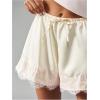 image:imageMakeMeChic Womens Satin Lace Shorts Wide Leg Slip Shorts Boxer Lounge Shorts StreetwearBeige and Pink