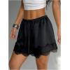 image:imageMakeMeChic Womens Satin Lace Shorts Wide Leg Slip Shorts Boxer Lounge Shorts StreetwearBlack