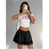 image:imageMakeMeChic Womens Satin Lace Shorts Wide Leg Slip Shorts Boxer Lounge Shorts StreetwearBlack
