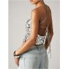 image:imageMakeMeChic Womens Sequin Tops Sparkly Glitter Halter Tank Tops V Neck Open Back Y2k Summer Party Concert OutfitsSilver