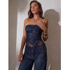 image:imageMakeMeChic Womens Sequin Tube Top Fringe Y2K Tassel Mesh Sheer Rave Sparkly Party TopsBlue Sequin