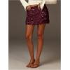 image:imageMakeMeChic Womens Shiny Sequin Mini Skirt Furry Faux Fur Bodycon Fall Party Skirts Festival Outfits ClubwearBurgundy