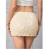 image:imageMakeMeChic Womens Sparkly Sequin Mini Skirt Y2k Low Rise Glitter Rave Micro Skirt with Shorts UnderneathApricot