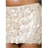 image:imageMakeMeChic Womens Sparkly Sequin Mini Skirt Y2k Low Rise Glitter Rave Micro Skirt with Shorts UnderneathApricot C