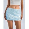 image:imageMakeMeChic Womens Sparkly Sequin Mini Skirt Y2k Low Rise Glitter Rave Micro Skirt with Shorts UnderneathBlue
