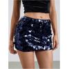 image:imageMakeMeChic Womens Sparkly Sequin Mini Skirt Y2k Low Rise Glitter Rave Micro Skirt with Shorts UnderneathBlue a