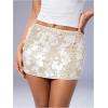 image:imageMakeMeChic Womens Sparkly Sequin Mini Skirt Y2k Low Rise Glitter Rave Micro Skirt with Shorts UnderneathChampagne