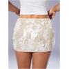 image:imageMakeMeChic Womens Sparkly Sequin Mini Skirt Y2k Low Rise Glitter Rave Micro Skirt with Shorts UnderneathChampagne