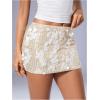 image:imageMakeMeChic Womens Sparkly Sequin Mini Skirt Y2k Low Rise Glitter Rave Micro Skirt with Shorts UnderneathChampagne