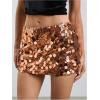 image:imageMakeMeChic Womens Sparkly Sequin Mini Skirt Y2k Low Rise Glitter Rave Micro Skirt with Shorts UnderneathGold