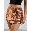 image:imageMakeMeChic Womens Sparkly Sequin Mini Skirt Y2k Low Rise Glitter Rave Micro Skirt with Shorts UnderneathGold