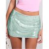 image:imageMakeMeChic Womens Sparkly Sequin Mini Skirt Y2k Low Rise Glitter Rave Micro Skirt with Shorts UnderneathGreen B
