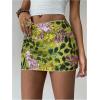 image:imageMakeMeChic Womens Sparkly Sequin Mini Skirt Y2k Low Rise Glitter Rave Micro Skirt with Shorts UnderneathGreen Floral Sequin