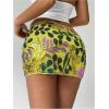 image:imageMakeMeChic Womens Sparkly Sequin Mini Skirt Y2k Low Rise Glitter Rave Micro Skirt with Shorts UnderneathGreen Floral Sequin