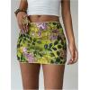 image:imageMakeMeChic Womens Sparkly Sequin Mini Skirt Y2k Low Rise Glitter Rave Micro Skirt with Shorts UnderneathGreen Floral Sequin
