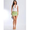 image:imageMakeMeChic Womens Sparkly Sequin Mini Skirt Y2k Low Rise Glitter Rave Micro Skirt with Shorts UnderneathLight Green