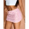 image:imageMakeMeChic Womens Sparkly Sequin Mini Skirt Y2k Low Rise Glitter Rave Micro Skirt with Shorts UnderneathPink