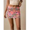 image:imageMakeMeChic Womens Sparkly Sequin Mini Skirt Y2k Low Rise Glitter Rave Micro Skirt with Shorts UnderneathPink Multicolor
