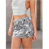 image:imageMakeMeChic Womens Sparkly Sequin Mini Skirt Y2k Low Rise Glitter Rave Micro Skirt with Shorts UnderneathSilver Sequin