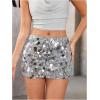 image:imageMakeMeChic Womens Sparkly Sequin Mini Skirt Y2k Low Rise Glitter Rave Micro Skirt with Shorts UnderneathSilver Sequin